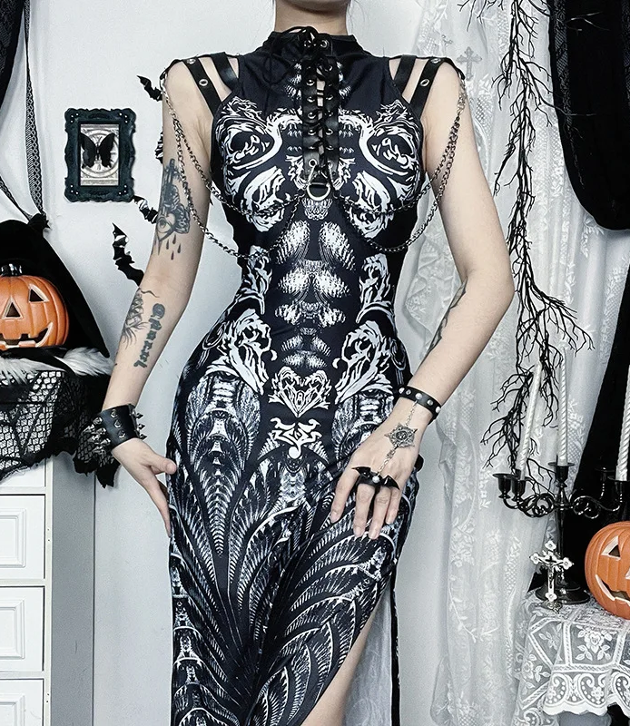 Sleeveless Bodycon Goth Cyber Punk Dress