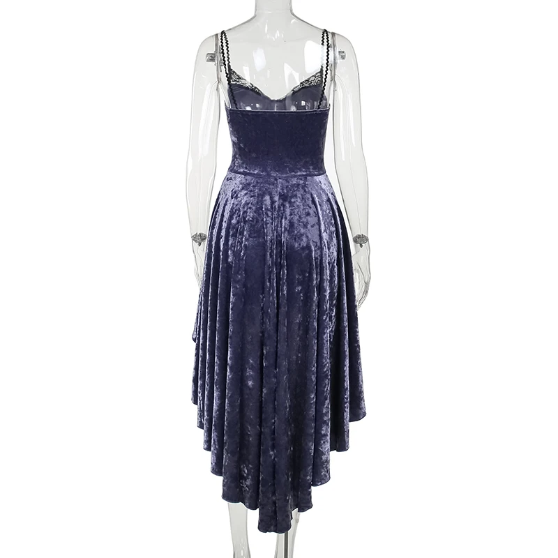 Gothic Style Velvet and Lace Purple Dress
