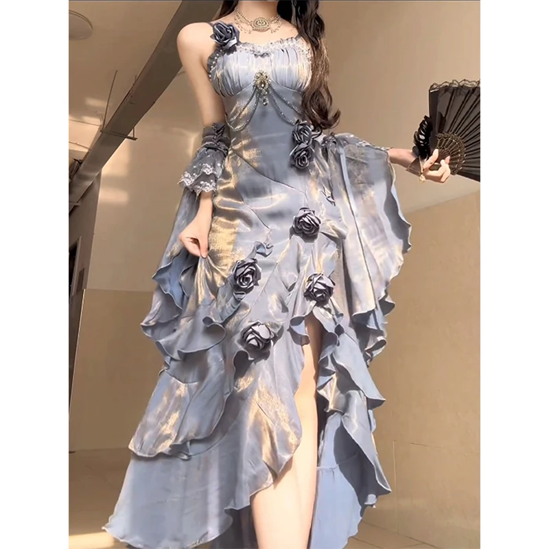 Exquisite Blue Rose Lolita Dress