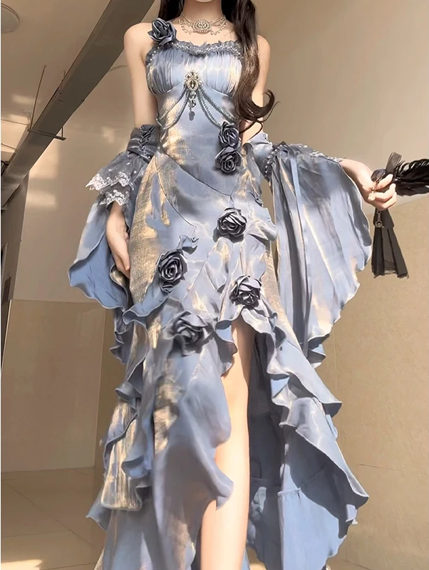 Exquisite Blue Rose Lolita Dress