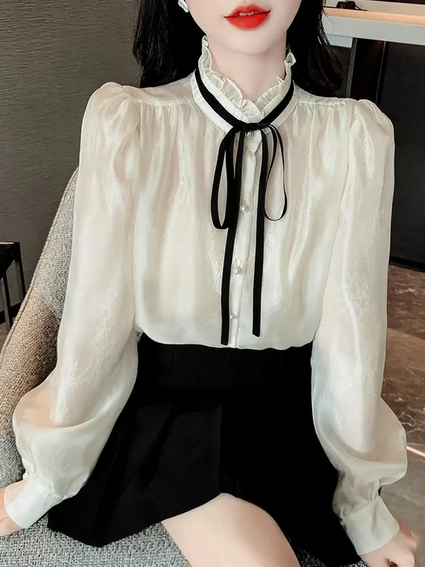 Beautiful French Collar Chiffon Blouse
