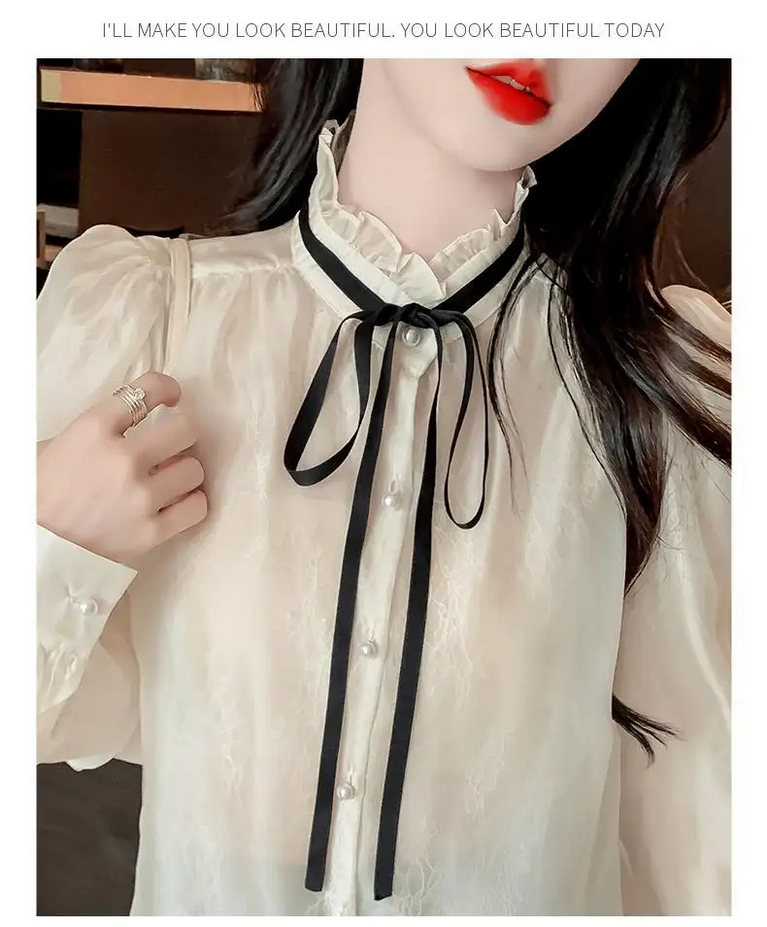 Beautiful French Collar Chiffon Blouse