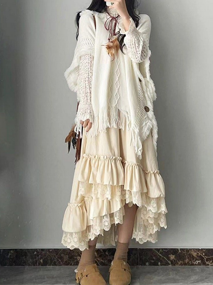 Lace Velvet Vintage French Boho Skirts