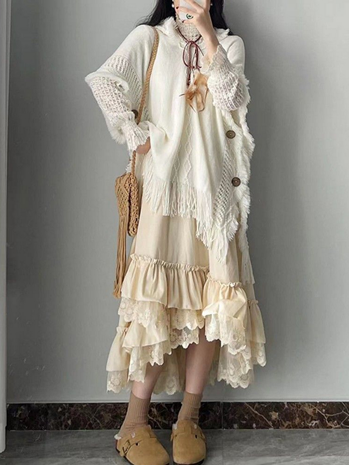 Lace Velvet Vintage French Boho Skirts