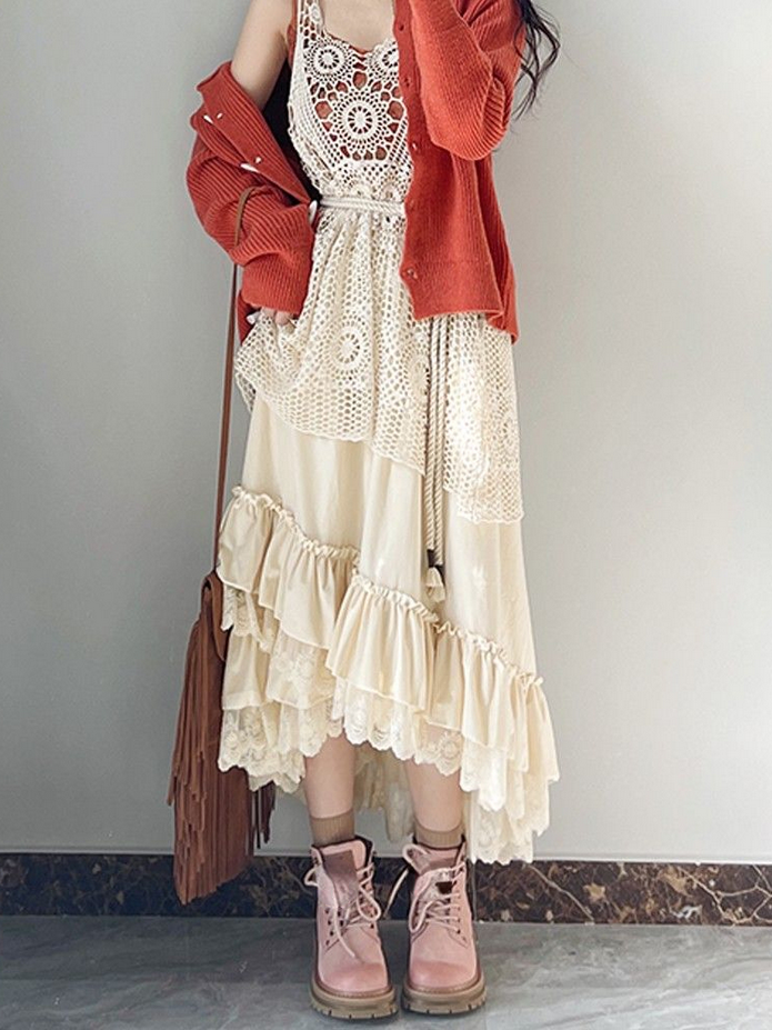 Lace Velvet Vintage French Boho Skirts