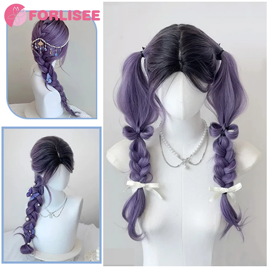 26 Inch Long Curly Hair Gradient Purple Cosplay Wigs