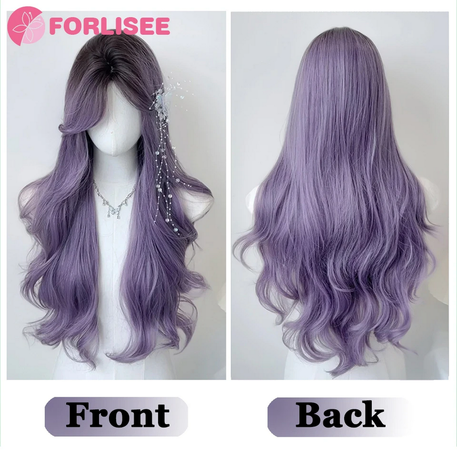 26 Inch Long Curly Hair Gradient Purple Cosplay Wigs