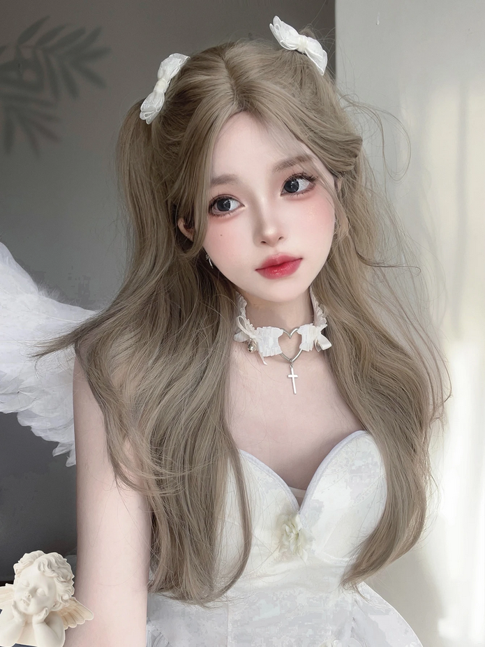 26Inch Grey Brown Color Synthetic Wigs