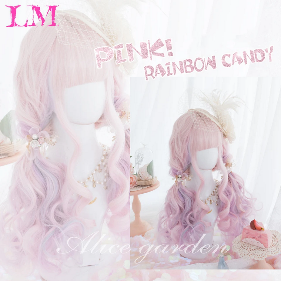 Cosplay Lolita Long Ombre Candy Pink Wigs