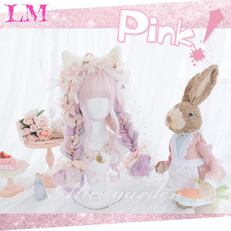 Cosplay Lolita Long Ombre Candy Pink Wigs