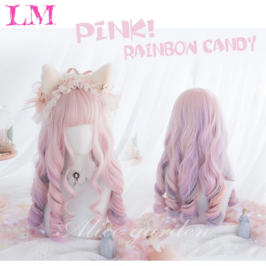 Cosplay Lolita Long Ombre Candy Pink Wigs