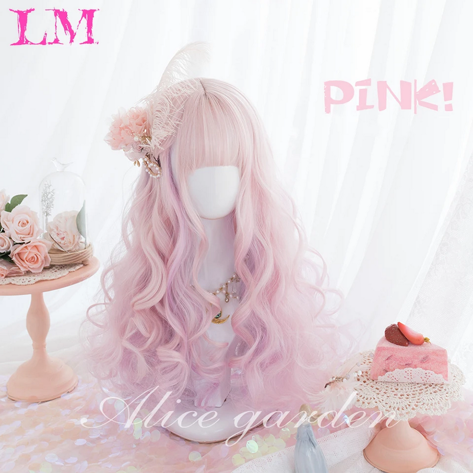 Cosplay Lolita Long Ombre Candy Pink Wigs