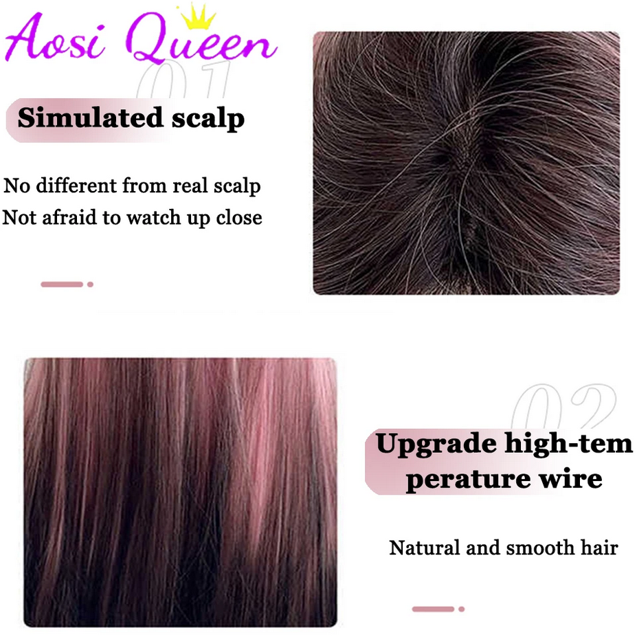 Black Pink Ombre Synthetic Wigs For Cosplay