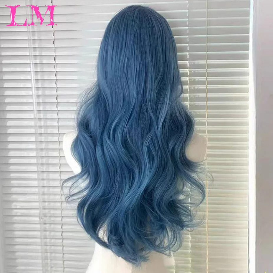 Sea Blue Color Wavy Wigs