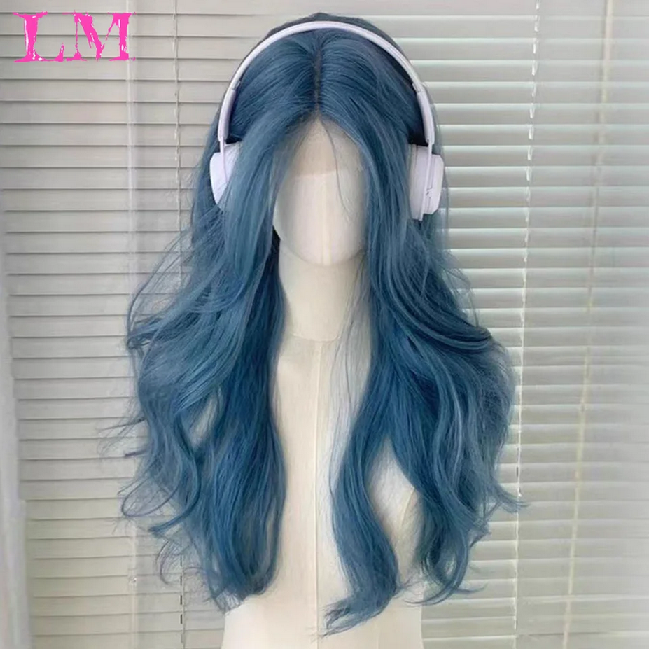 Sea Blue Color Wavy Wigs