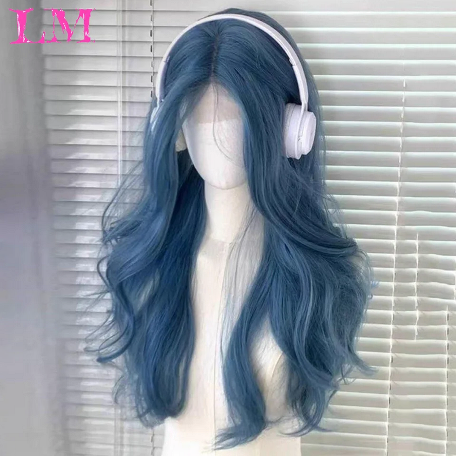 Sea Blue Color Wavy Wigs