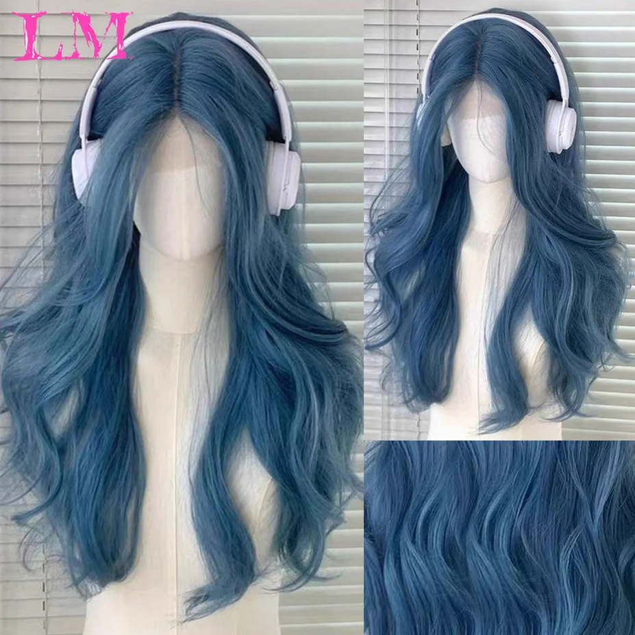 Sea Blue Color Wavy Wigs