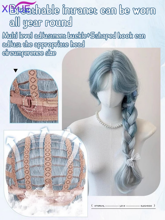 Icy Blue Lolita Wavy Curly Ombre Wig