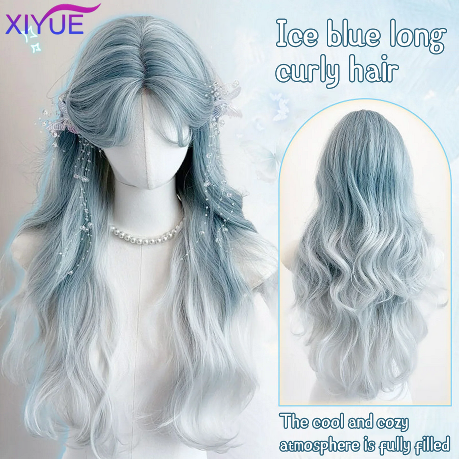 Icy Blue Lolita Wavy Curly Ombre Wig