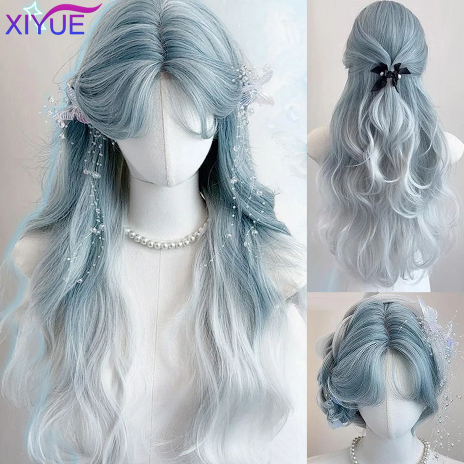 Icy Blue Lolita Wavy Curly Ombre Wig