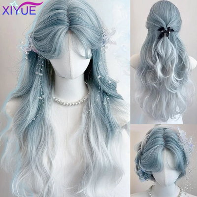 Icy Blue Lolita Wavy Curly Ombre Wig