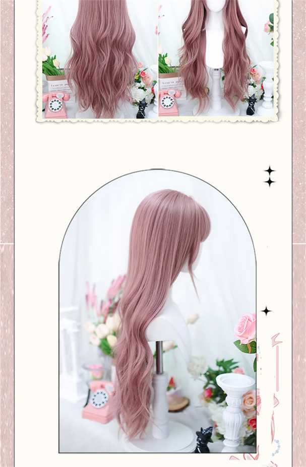 Long Wavy Pink Cosplay Wigs Heat Resistant