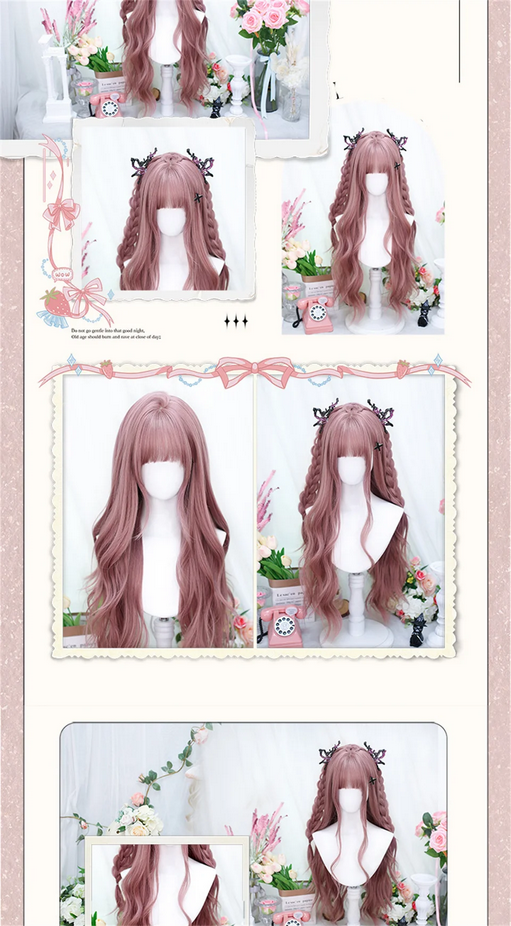 Long Wavy Pink Cosplay Wigs Heat Resistant