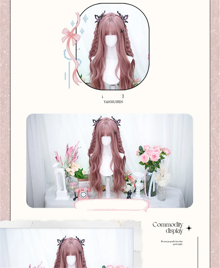 Long Wavy Pink Cosplay Wigs Heat Resistant