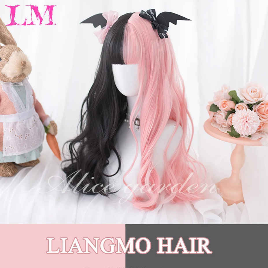 Long Wave Black And Pink Lolita Wigs