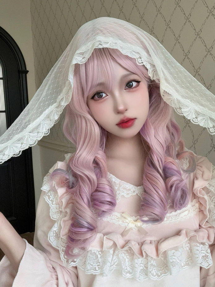 20 Inch Lolita Cherry Blossom Pink Synthetic Wigs