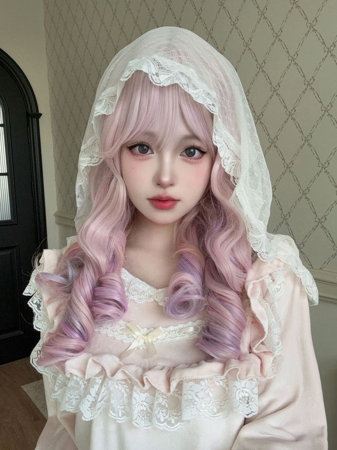20 Inch Lolita Cherry Blossom Pink Synthetic Wigs