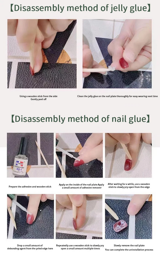 French Rose Thorn Transparent  10pcs Teardrop-shaped Press-on Nails