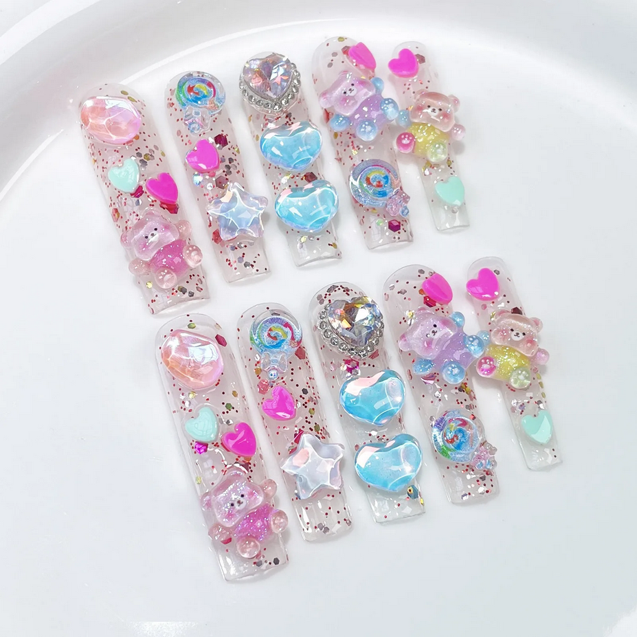 Kawaii Candy Bear Press on Nails