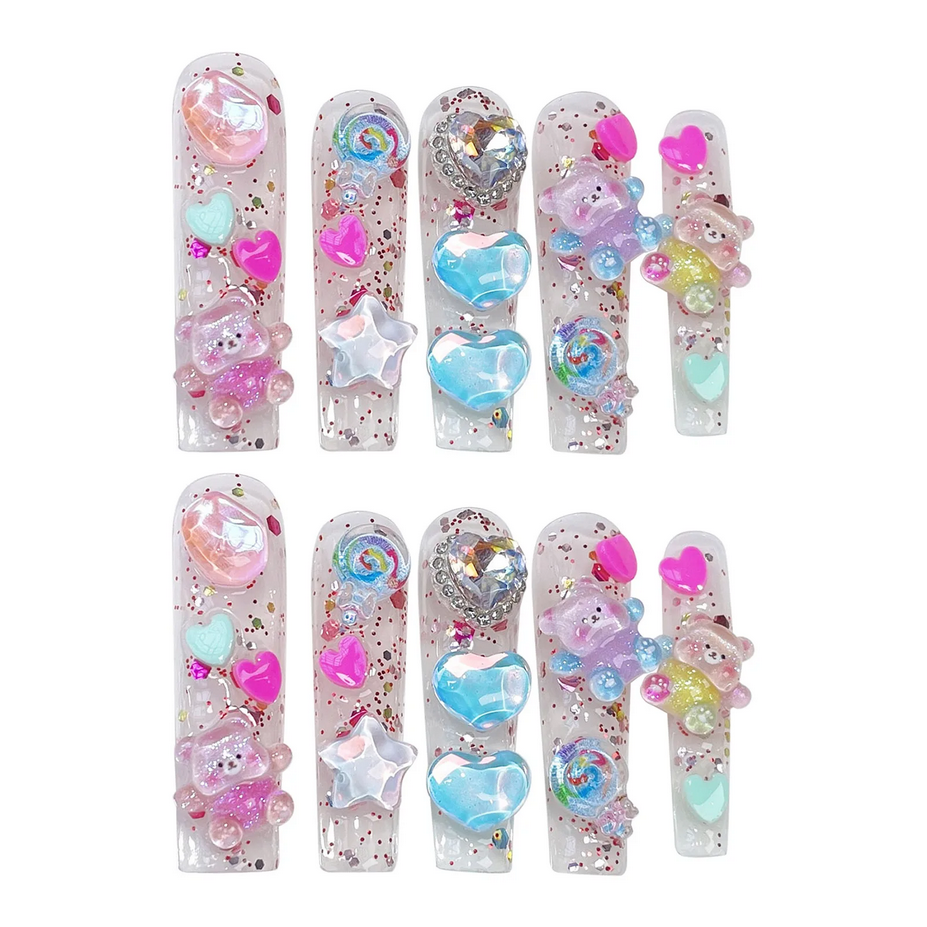 Kawaii Candy Bear Press on Nails