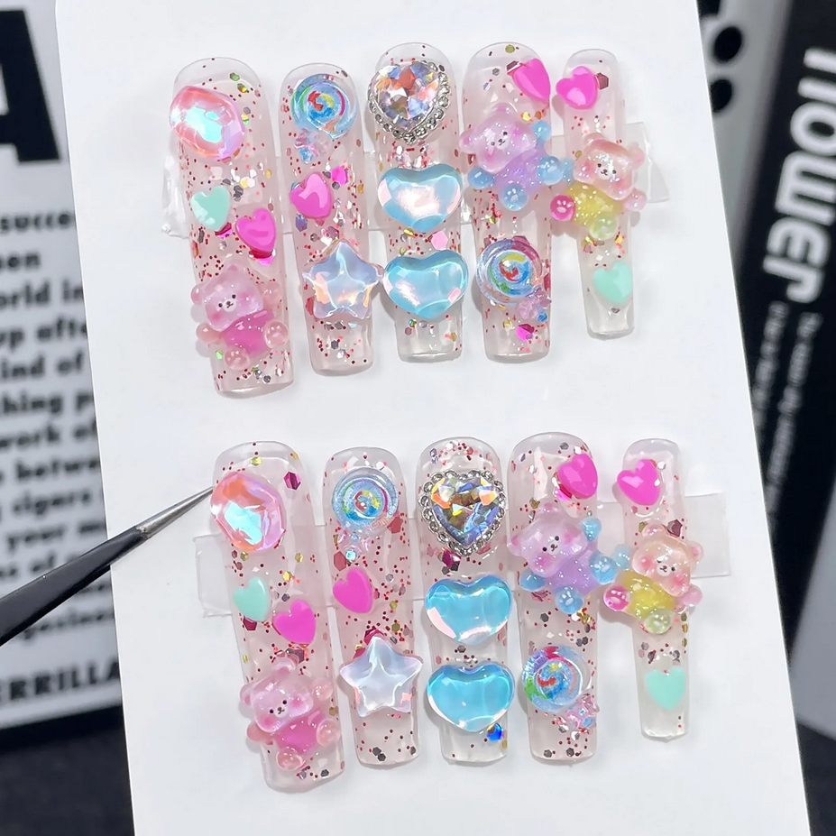 Kawaii Candy Bear Press on Nails