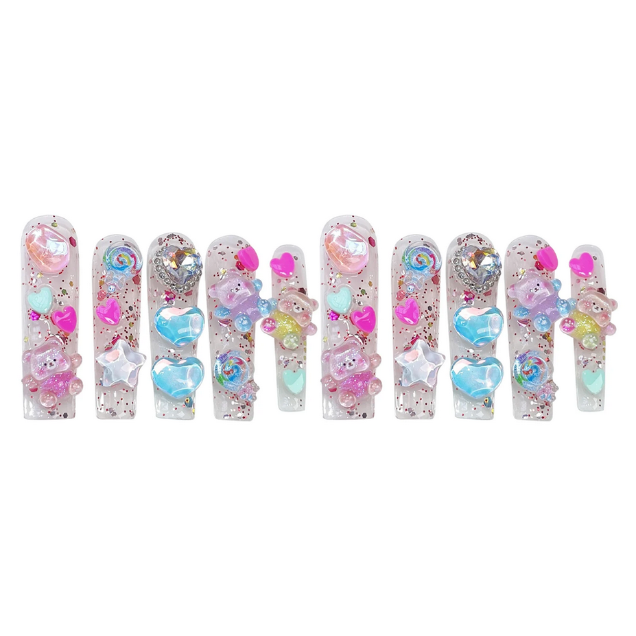 Kawaii Candy Bear Press on Nails
