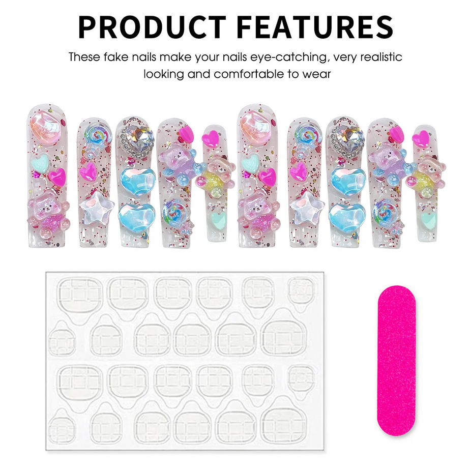 Kawaii Candy Bear Press on Nails