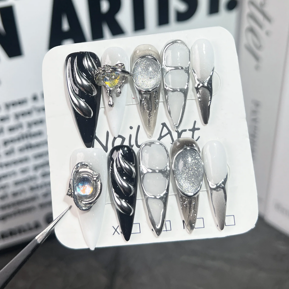 Aurora Butterfly 10pcs Handmade Nails