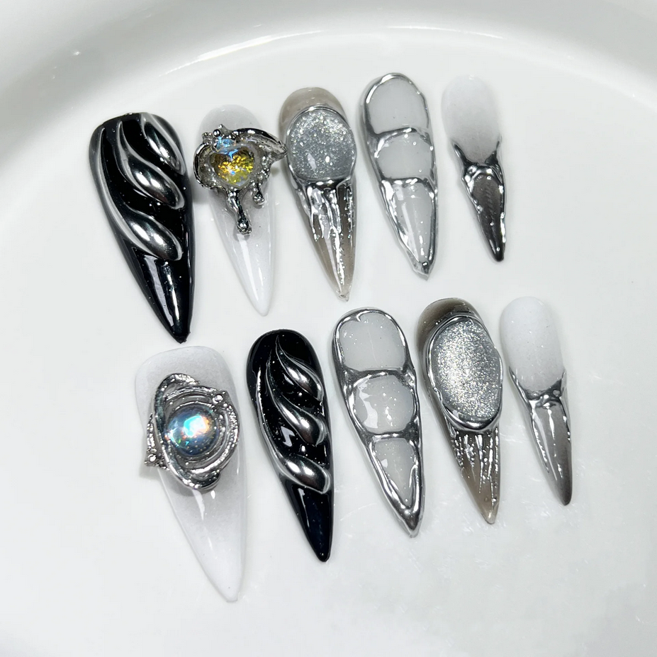 Aurora Butterfly 10pcs Handmade Nails