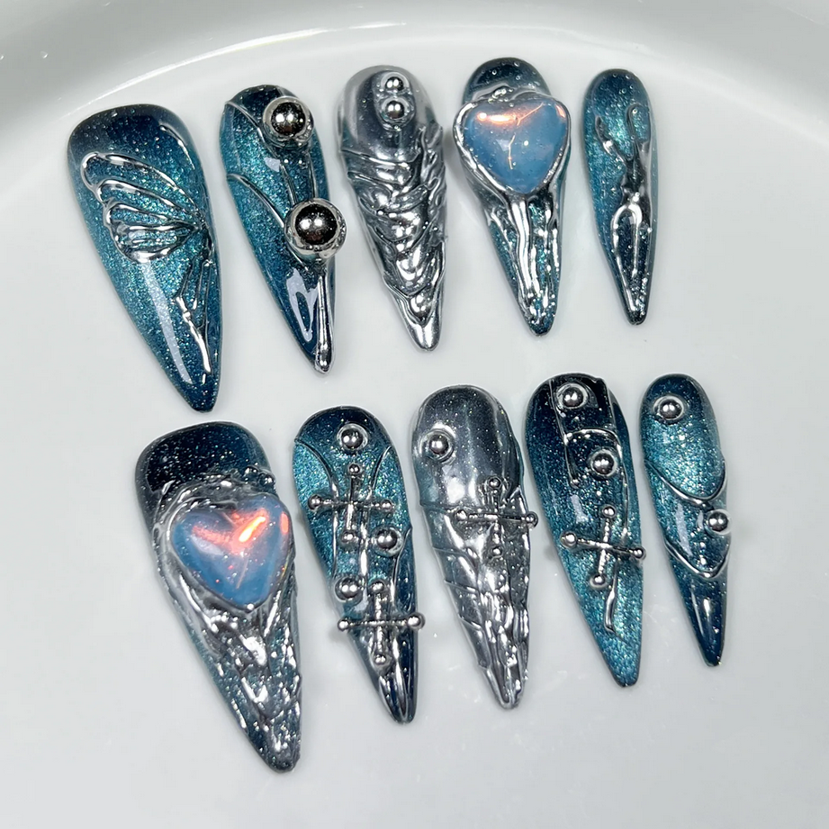Aurora Butterfly 10pcs Handmade Nails