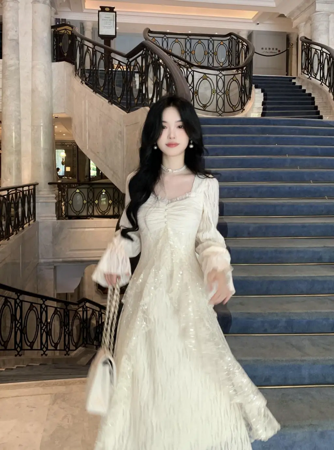 Korean Apricot Lace Princess Party Dress