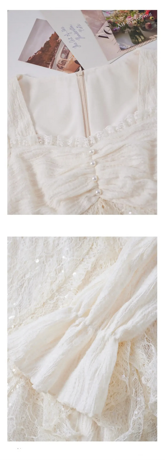 Korean Apricot Lace Princess Party Dress