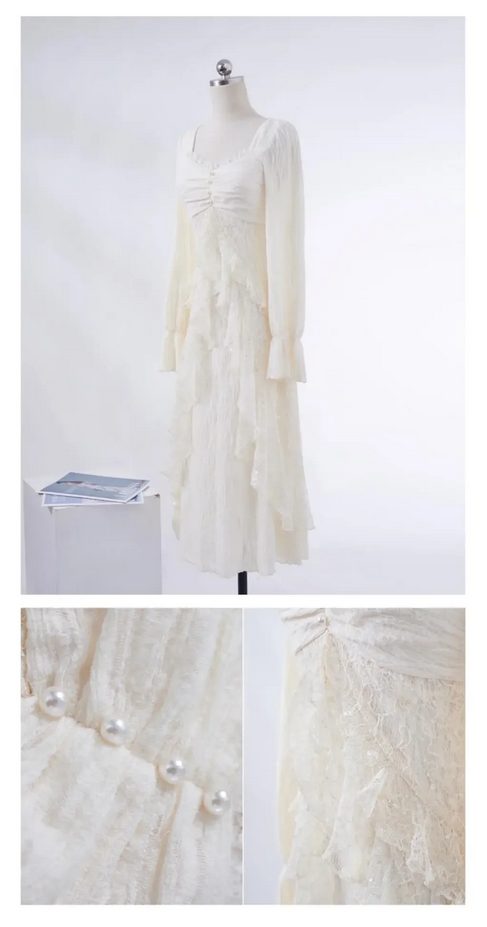Korean Apricot Lace Princess Party Dress