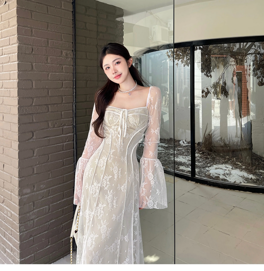 Women Luxury Vintage Bodycon Lace Dress