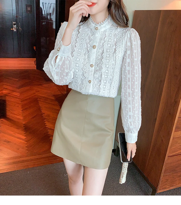 Elegant Vintage Lace White Blouse