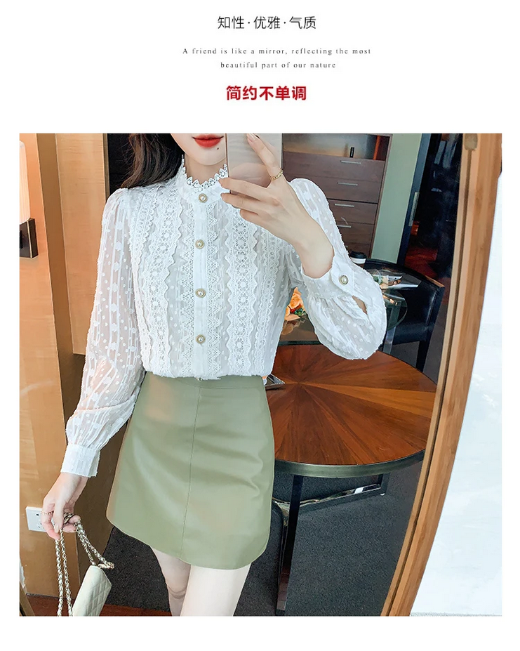 Elegant Vintage Lace White Blouse