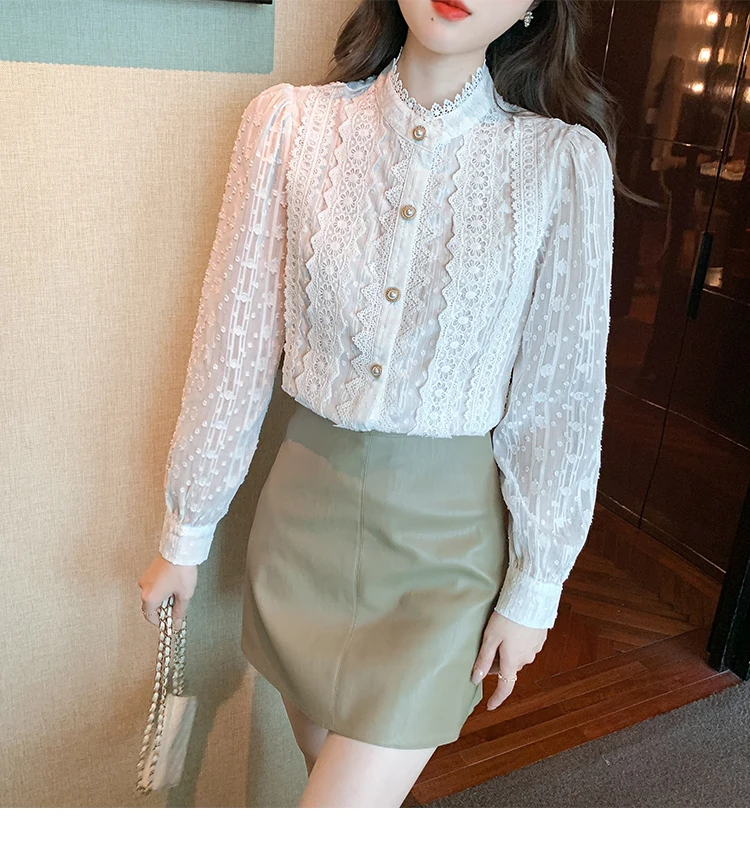 Elegant Vintage Lace White Blouse