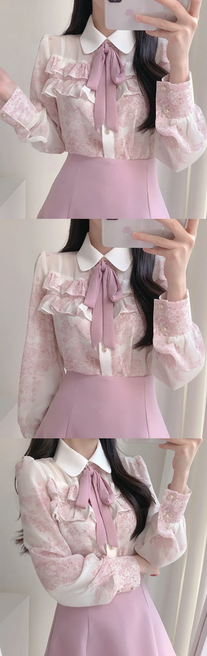 Fashion Long Sleeve Doll Collar Women&#39;s Blouse