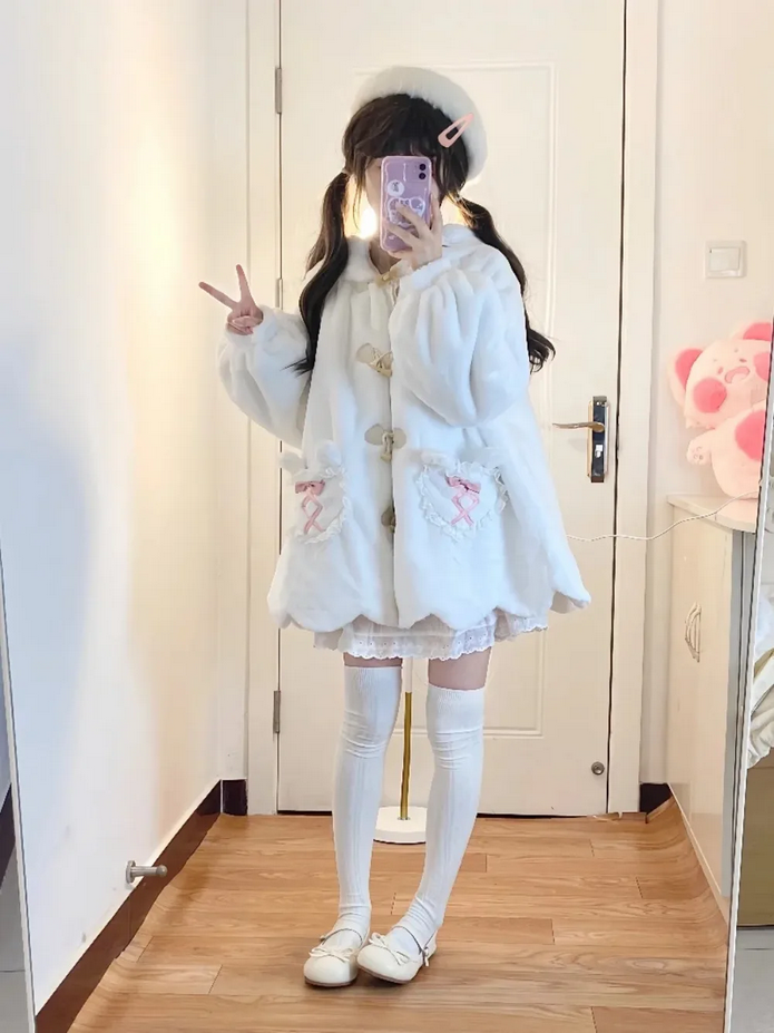 Japanese Lolita Cute Rabbit Ear Plush Coat