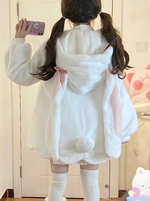 Japanese Lolita Cute Rabbit Ear Plush Coat